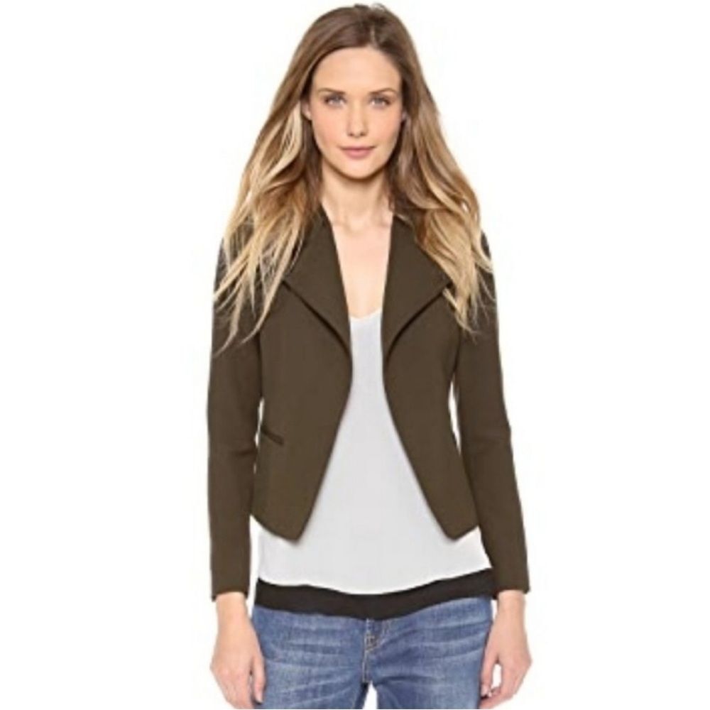 Vince olive green wool blazer size 6 P2P 17.5” - Picture 3 of 9